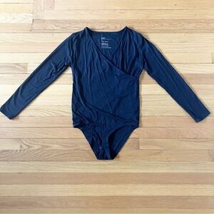 STORQ Black Wrap V-Neck Basic Solid Neutral Maternity Bodysuit Size 2 Small